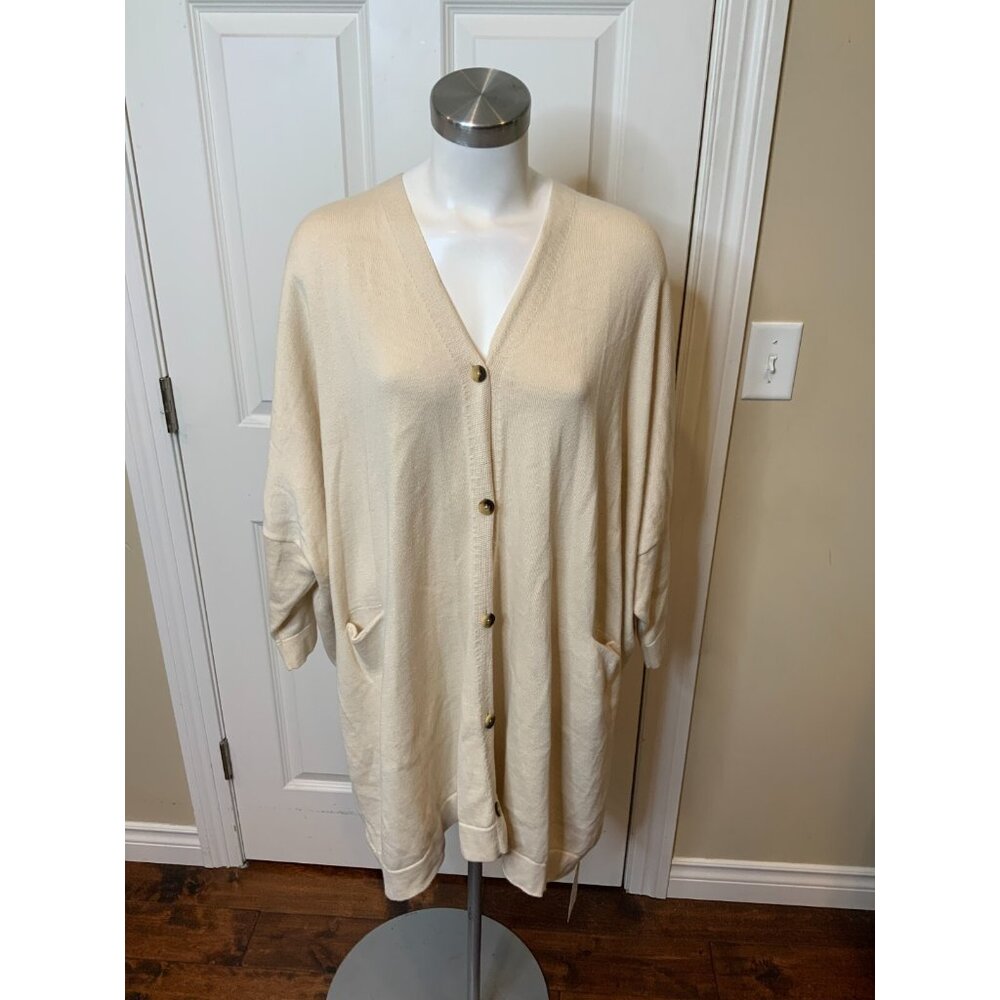 Lauren Manoogian Light Tan Oversized Cotton Alpaca Loft Cardigan, One Size